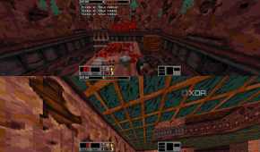 Split-screen gameplay from Blood: Fresh Supply.