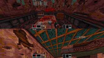 Split-screen gameplay from Blood: Fresh Supply.