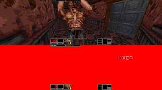 Split-screen gameplay in Blood: Fresh Supply.