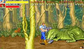 A screenshot from the arcade game Cadillacs and Dinosaurs.