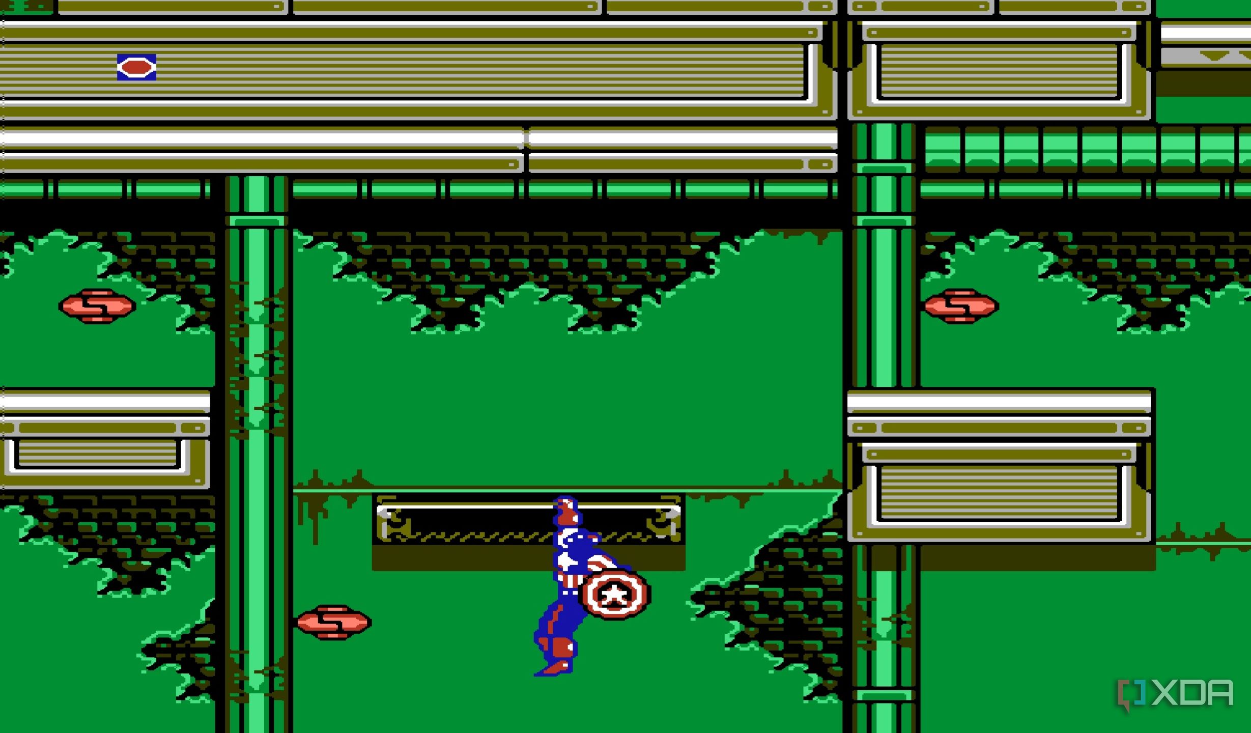 Screenshot from the NES game Captain America and the Avengers.