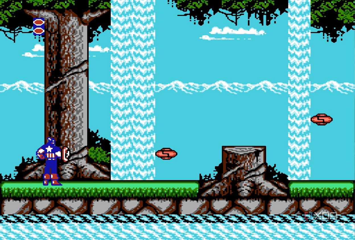 Screenshot from the NES game Captain America and the Avengers.