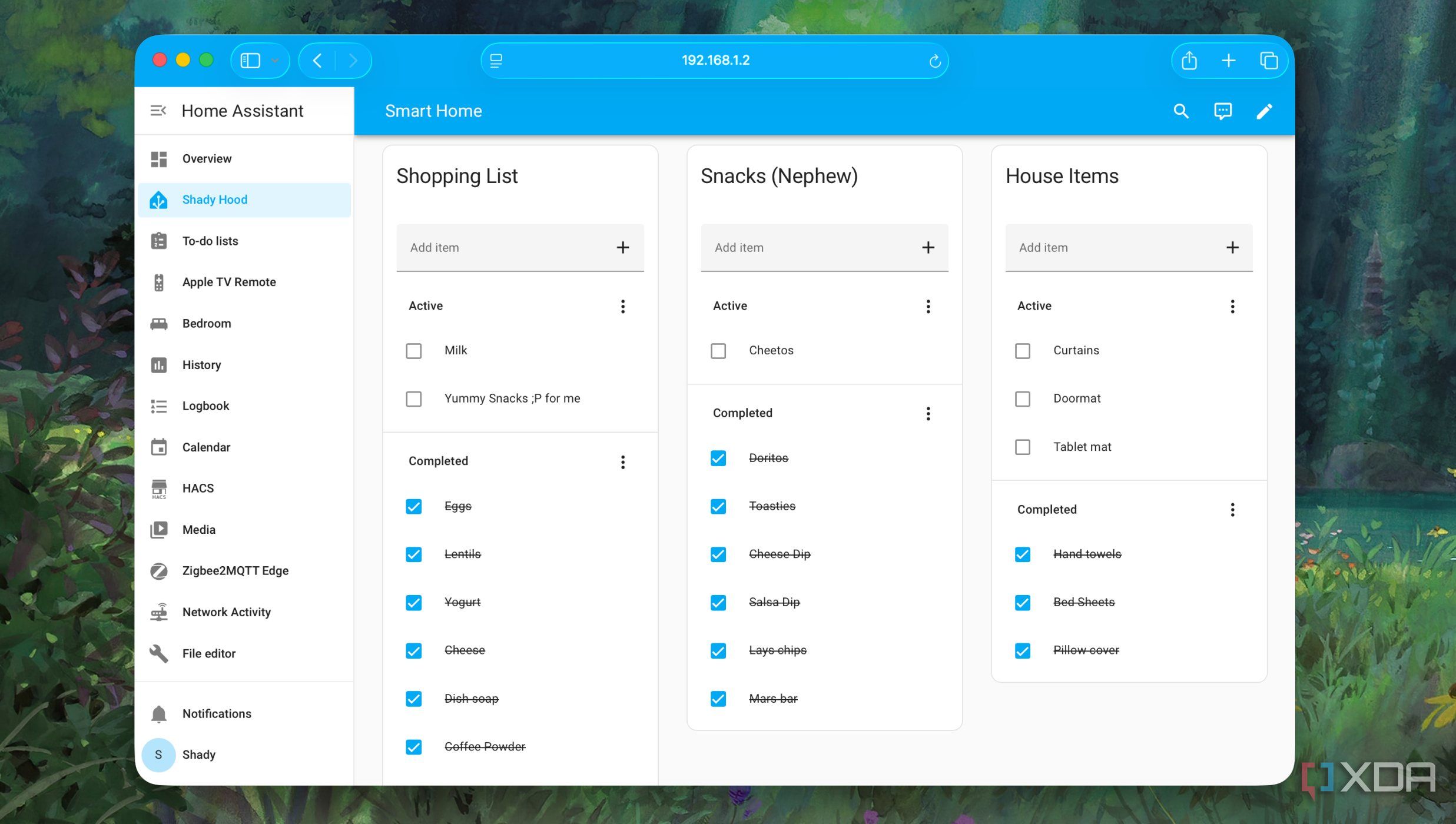 Checked items of a Shopping List in Home Assistant
