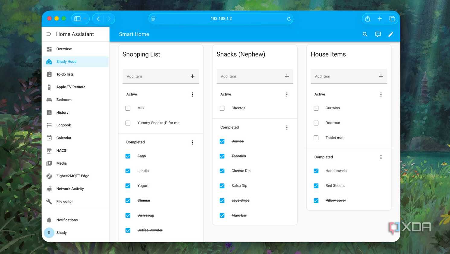 Checked items of a Shopping List in Home Assistant