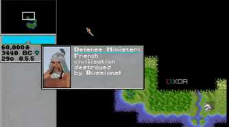 A screenshot from the 1991 game Civilization.