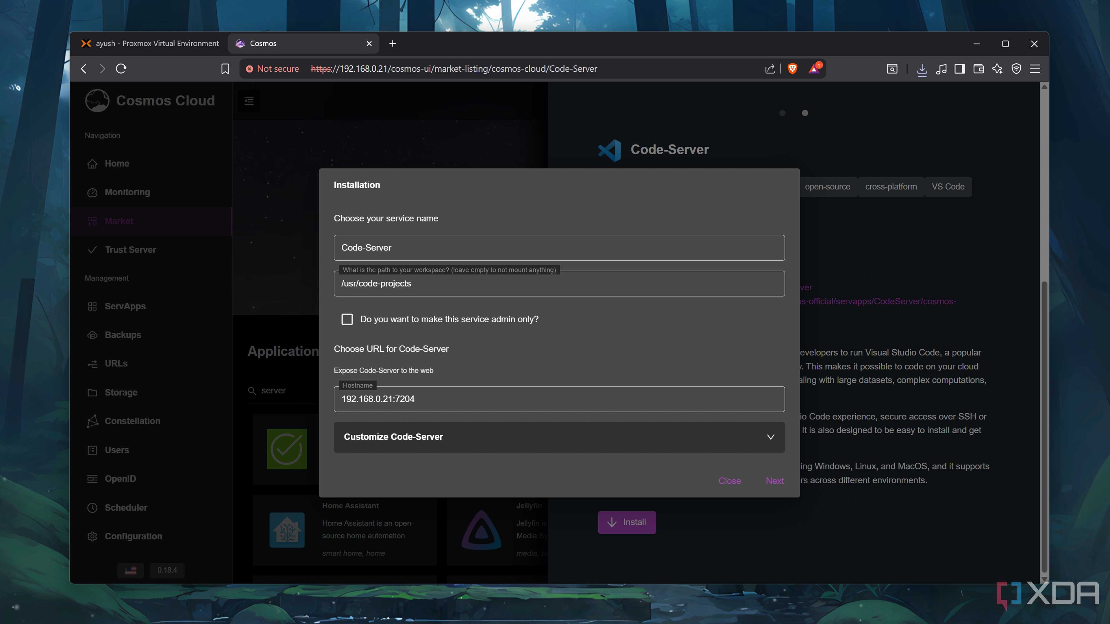 Installing Code-Server on Cosmos