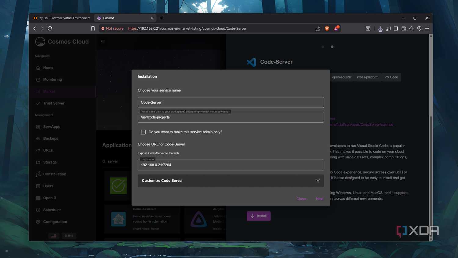 Installing Code-Server on Cosmos