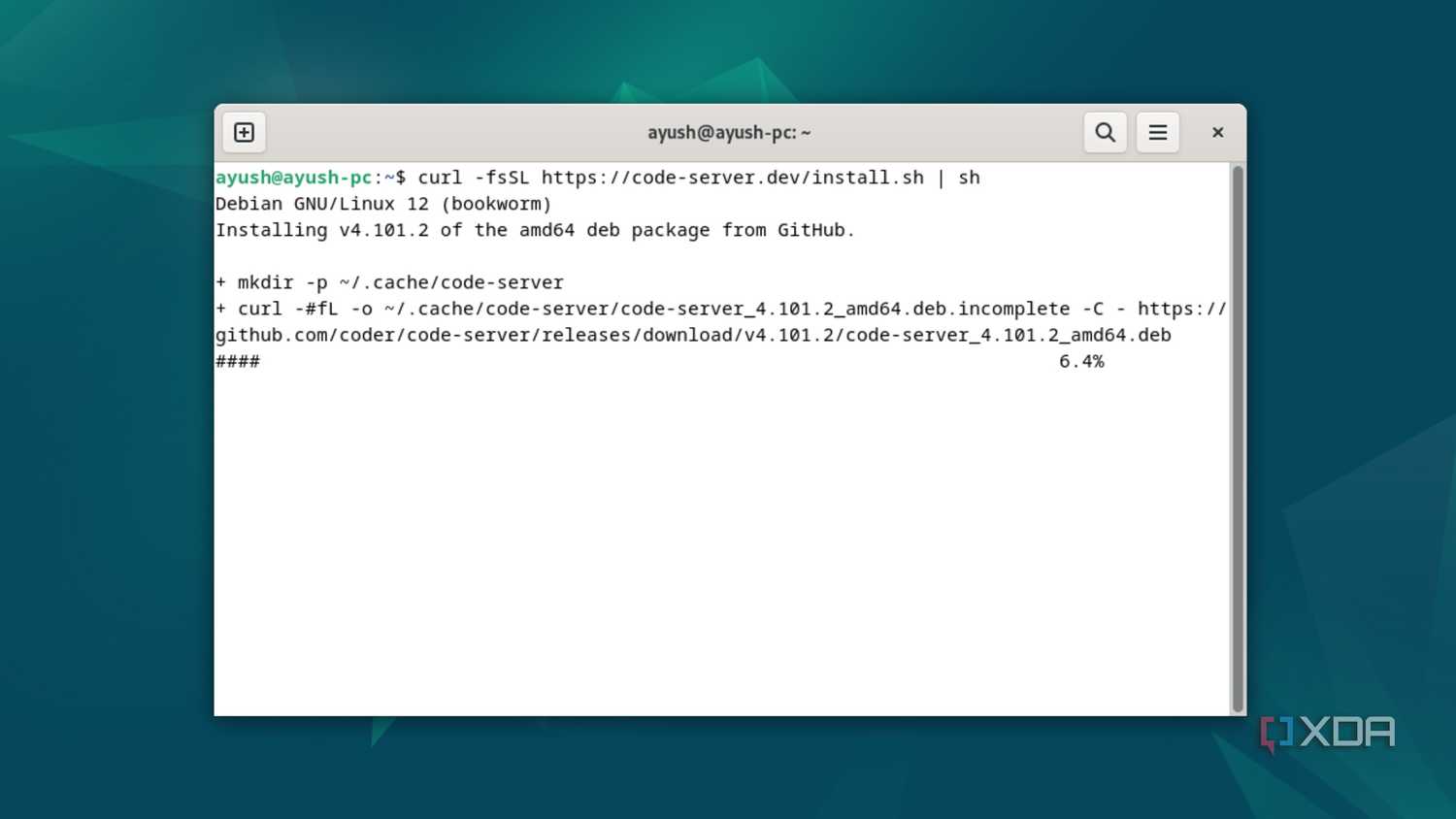 Using the Curl command to install Code-Server