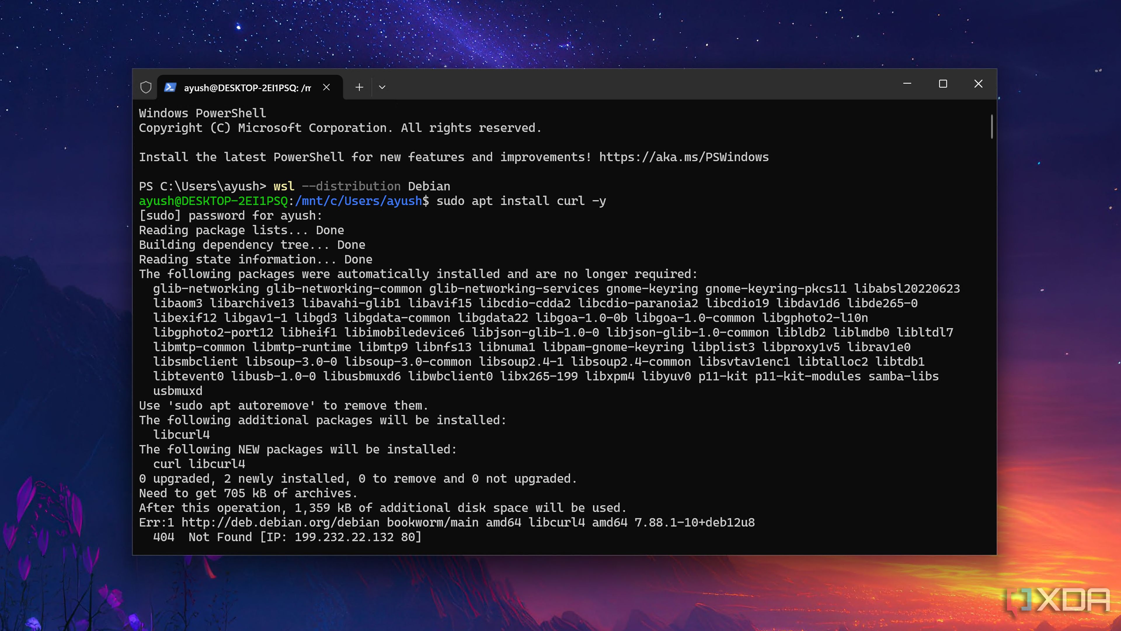 Using the curl command to install Code-Server on a WSL distro