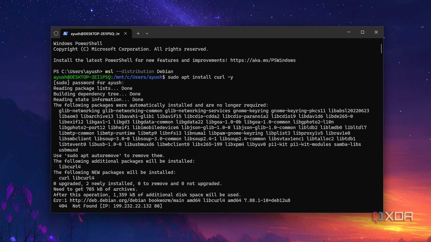 Using the curl command to install Code-Server on a WSL distro