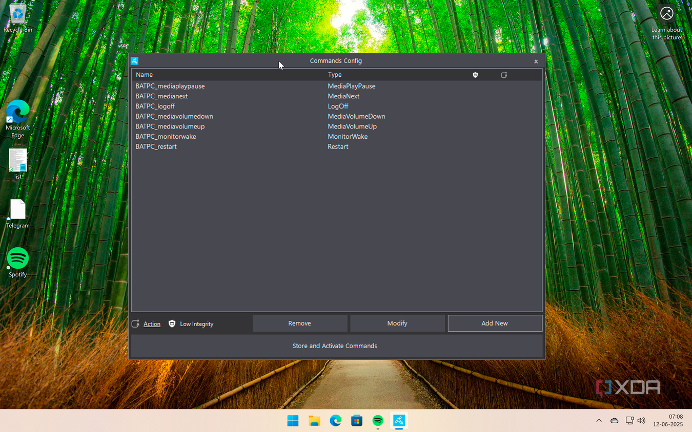 Command configuration window in HASS Agent