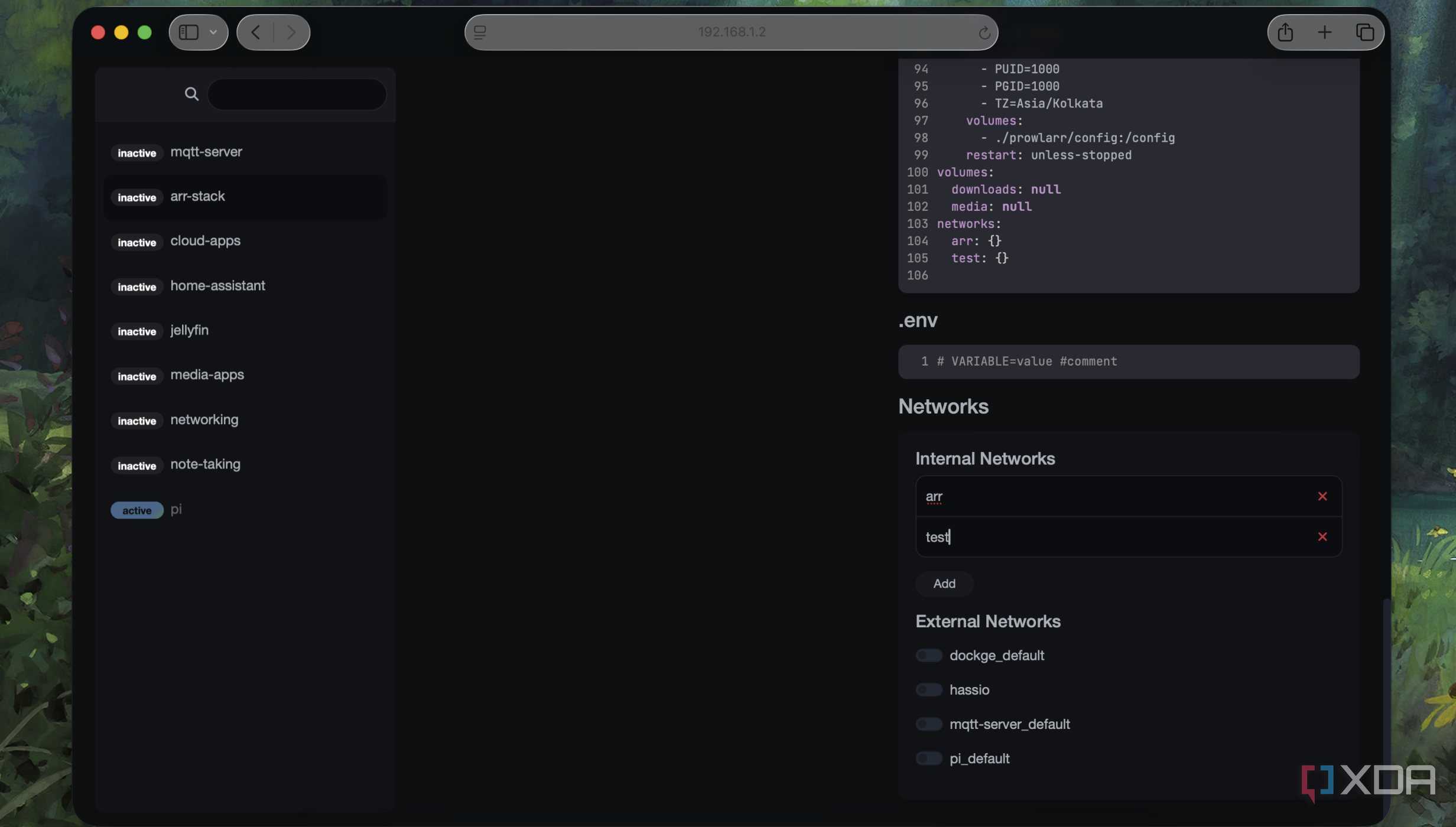 configure network for containers in Dockge