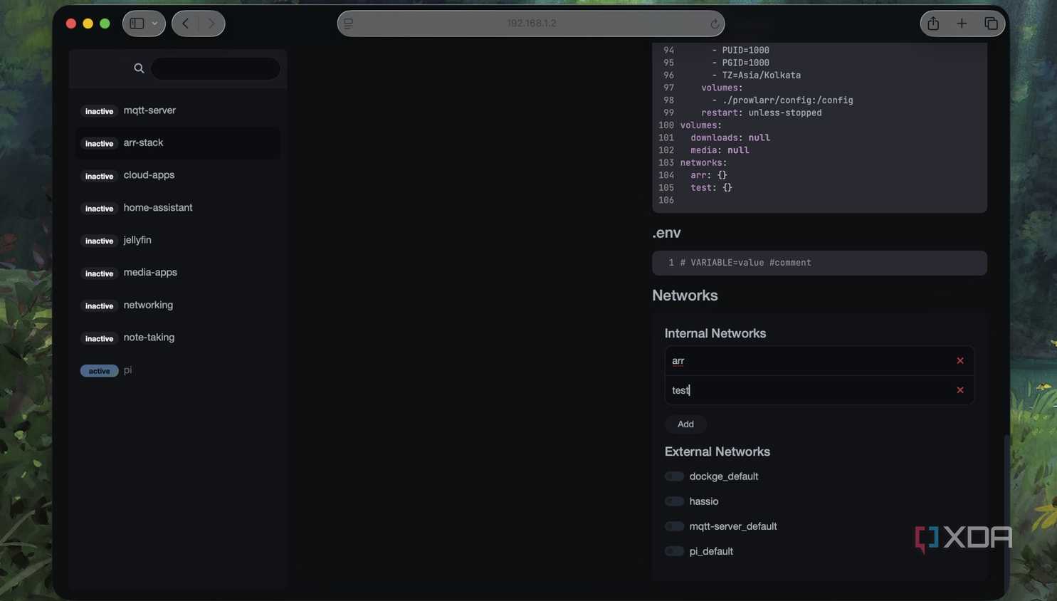 configure network for containers in Dockge