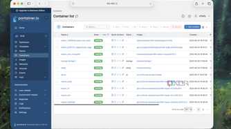 List of containers in Portainer