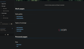 contents on a personal wiki homepage
