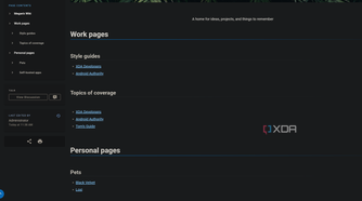 contents on a personal wiki homepage