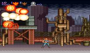 A screenshot from the 1992 SNES game Contra III: Alien Wars.
