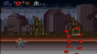 A screenshot from the 1992 SNES game Contra III: Alien Wars.
