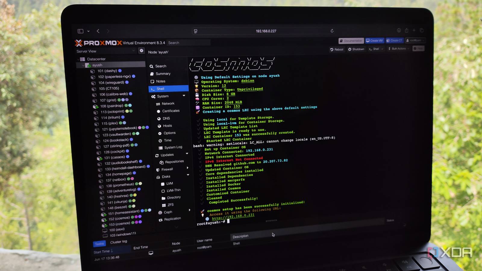 Setting up a Cosmos LXC in Proxmox