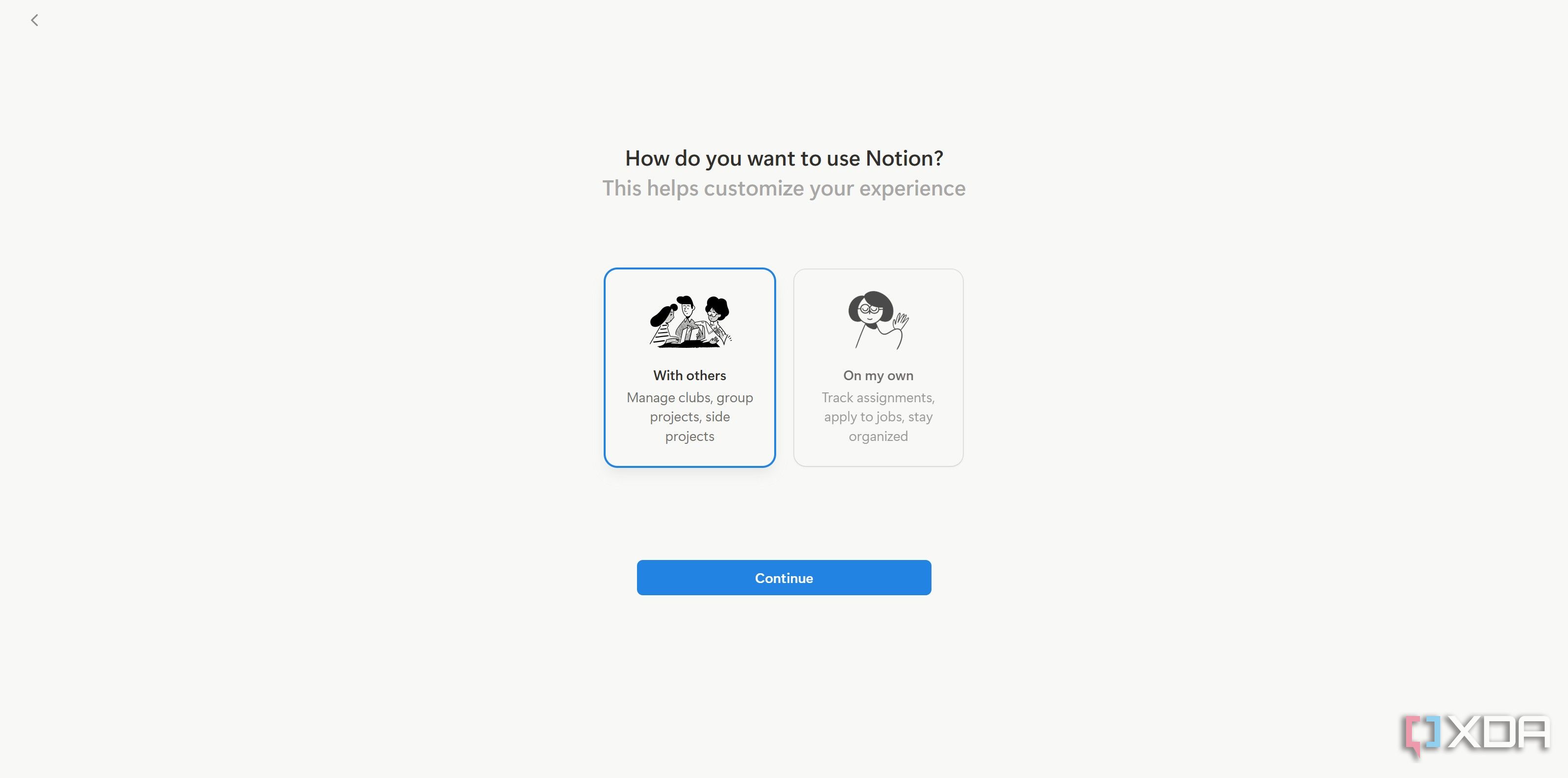 Choose option to create student group workspace on Notion