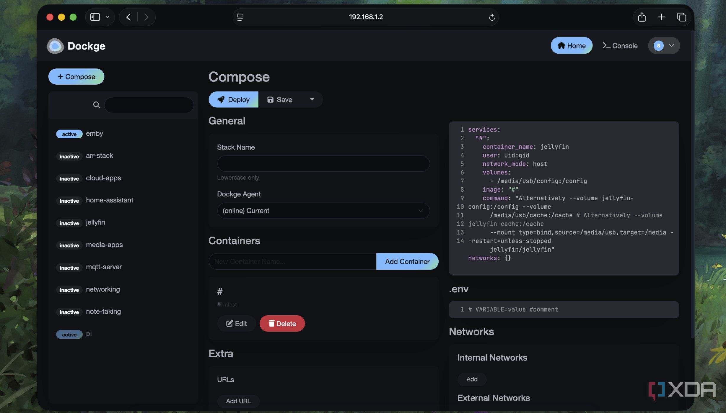 Creating a new compose file in Dockge