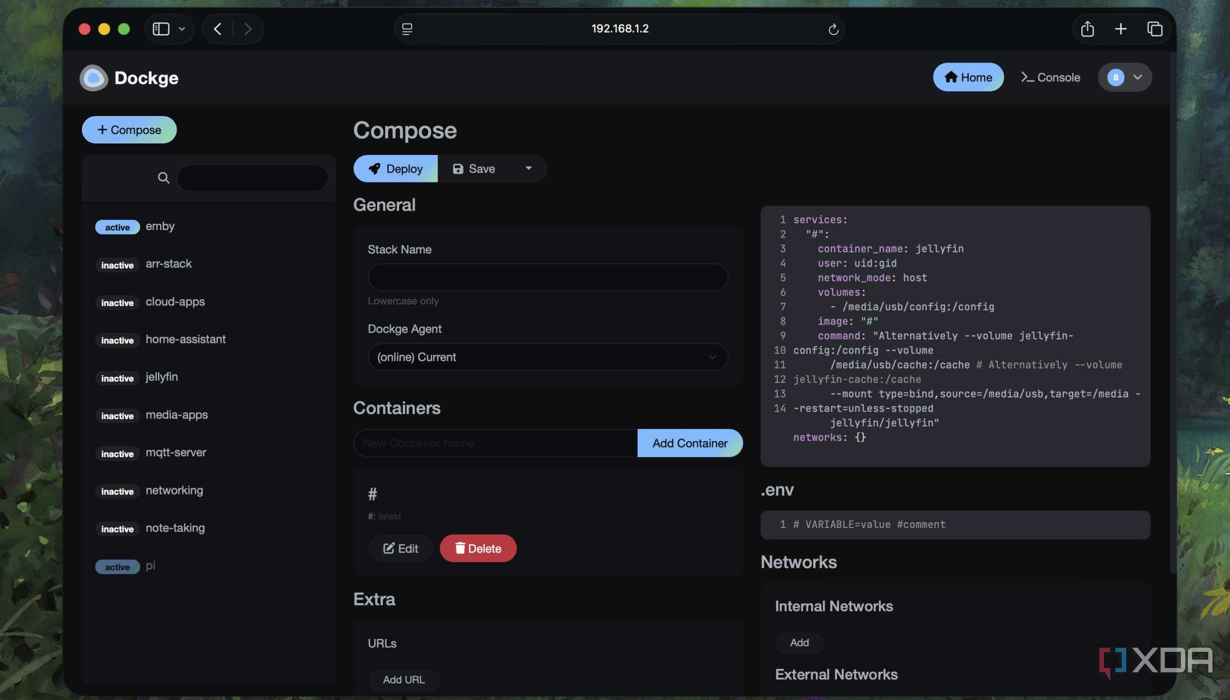 Creating a new compose file in Dockge