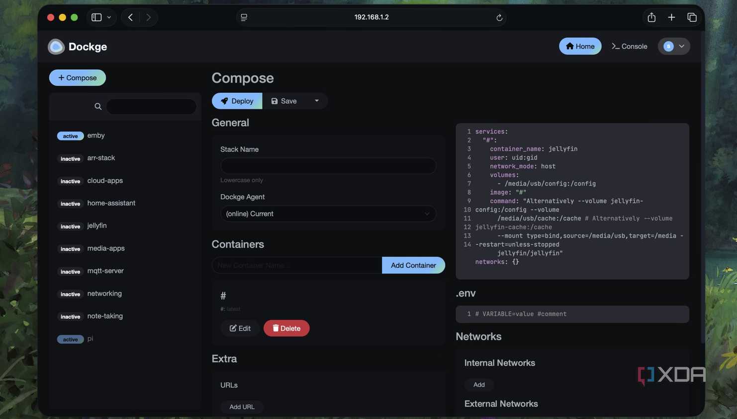 Creating a new compose file in Dockge