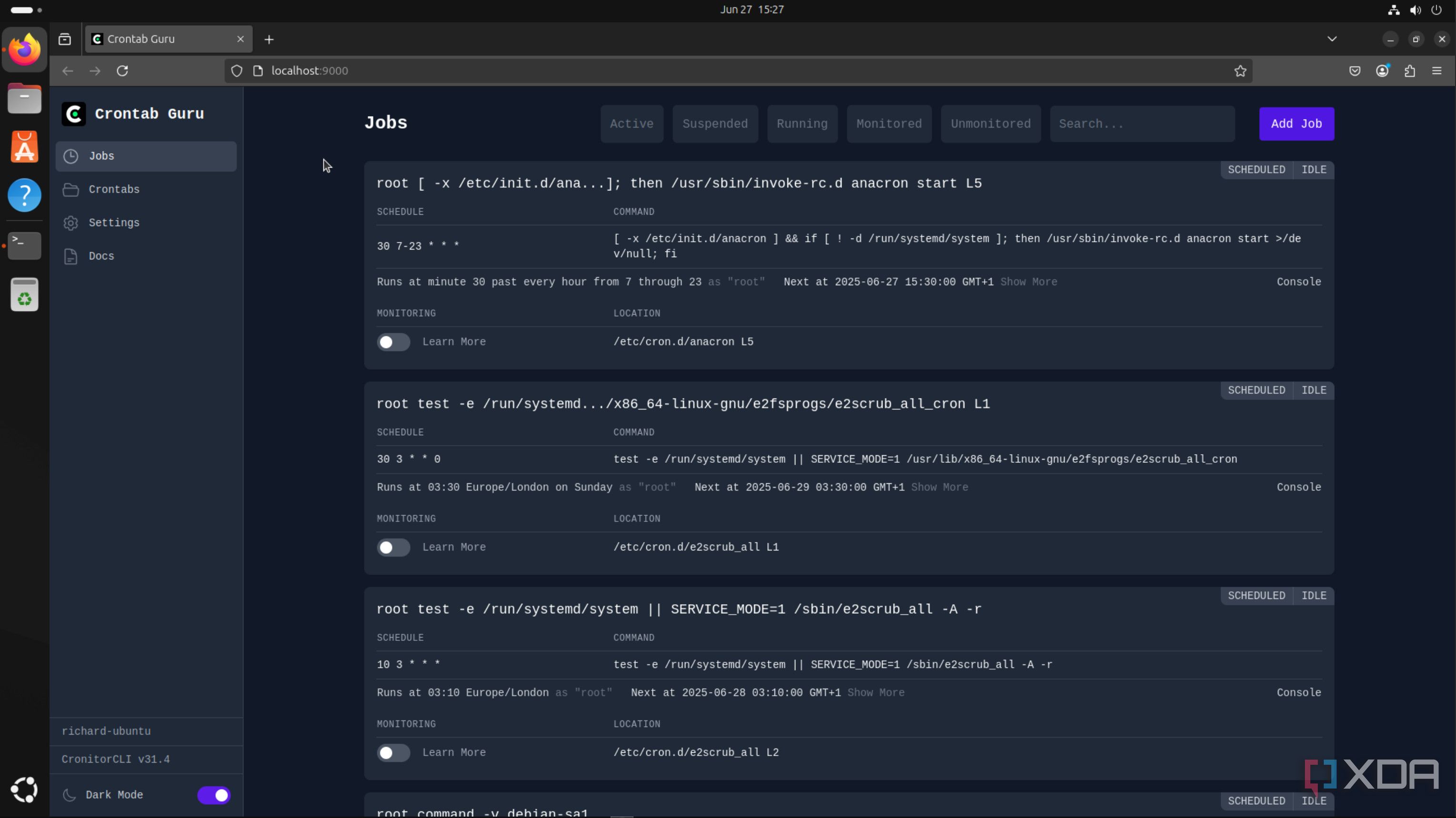 Crontab Guru Dashboard