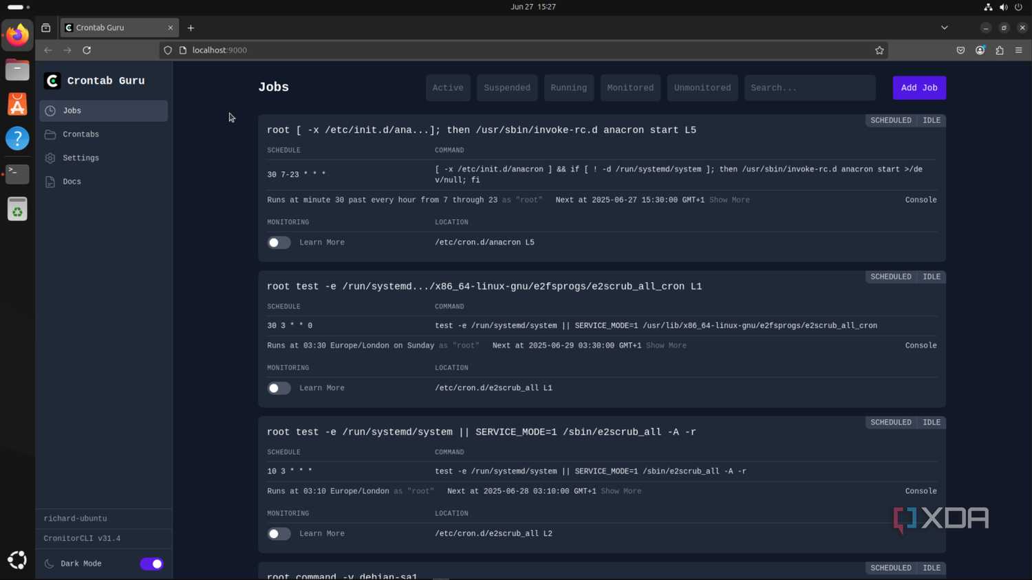 Crontab Guru Dashboard