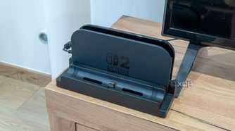 A Nintendo Switch 2 Dock with the Killswitch Dock Adapter installed on top of it