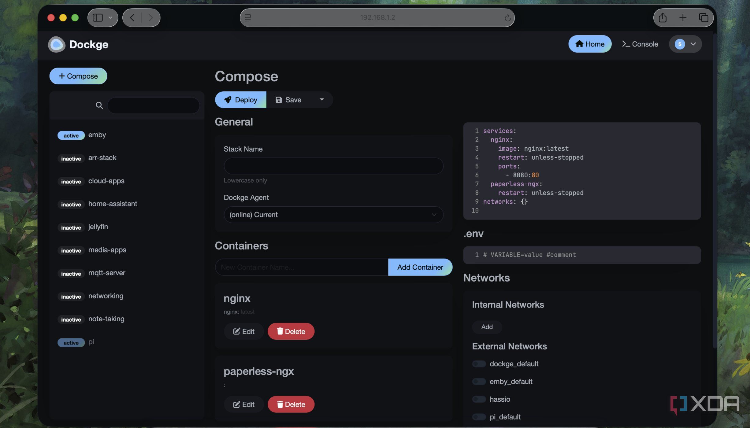 Default compose file view in Dockge