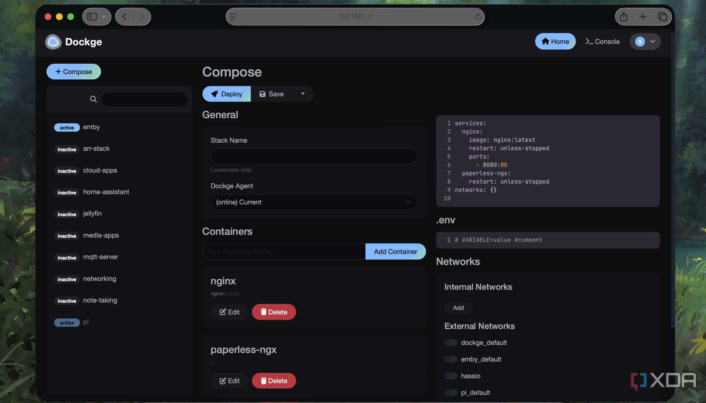 Default compose file view in Dockge