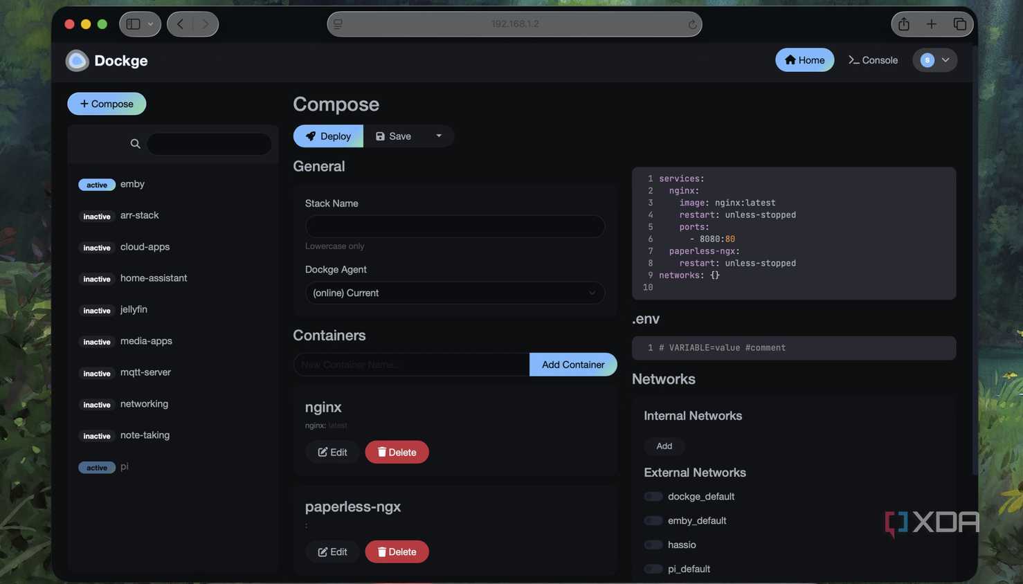 Default compose file view in Dockge