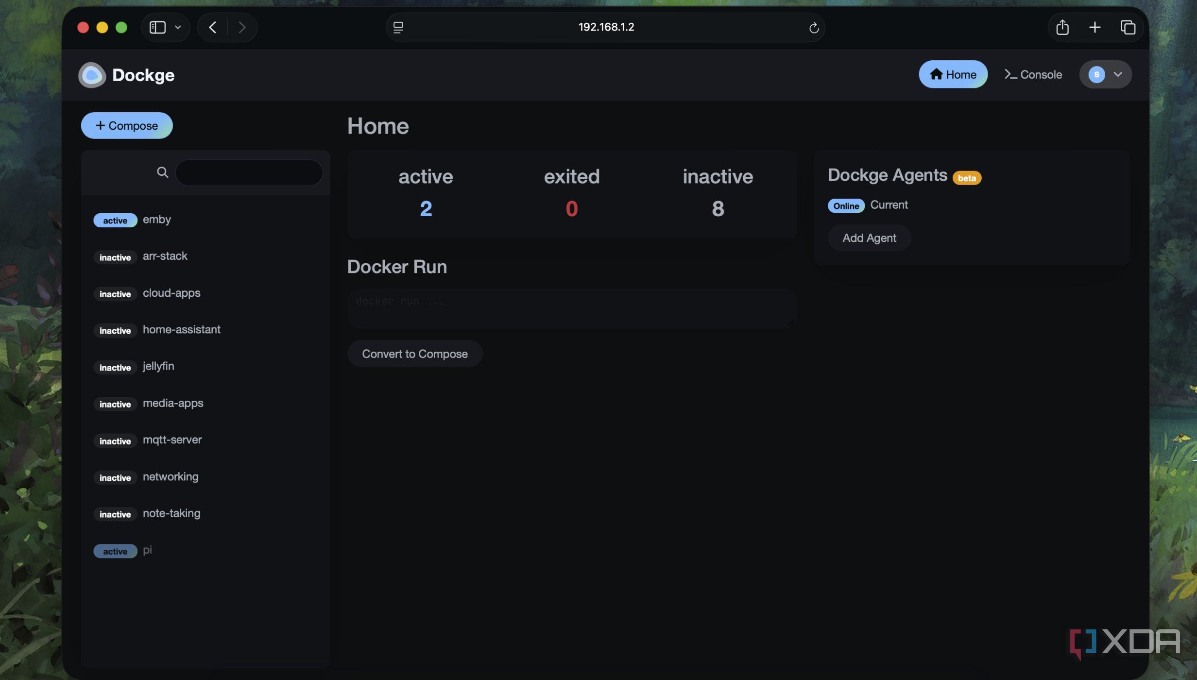 Default Dashboard of Dockge