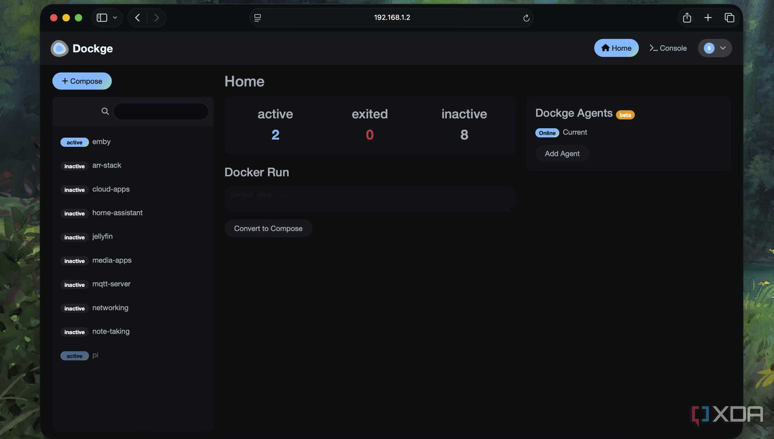 Default Dashboard of Dockge