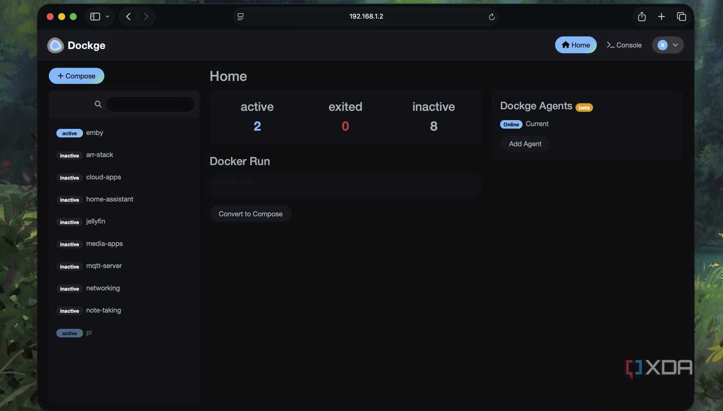 Default Dashboard of Dockge