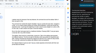 Screenshot showing Dia chatbot