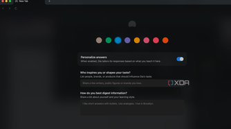 Screenshot showing Dia customization options