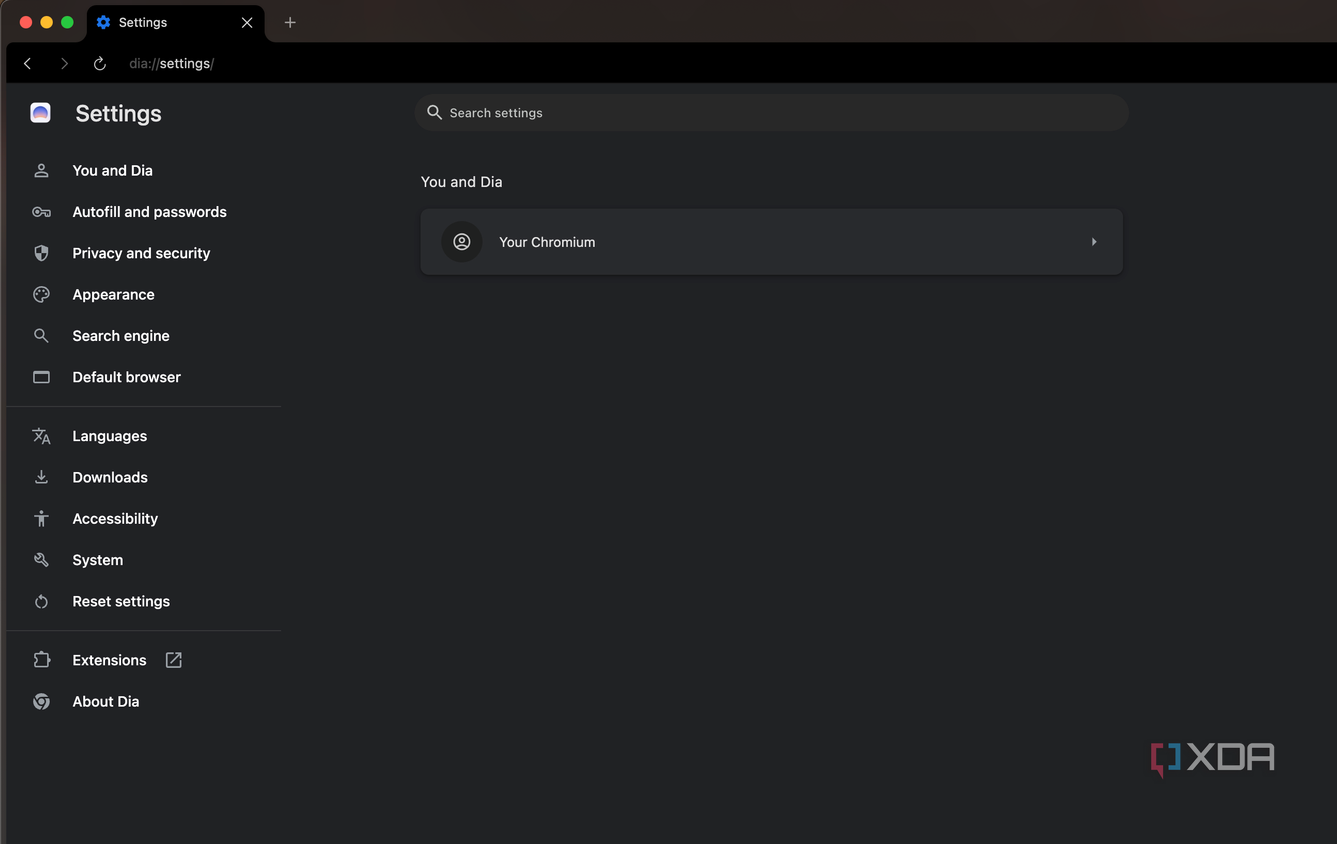Screenshot showing Dia settings