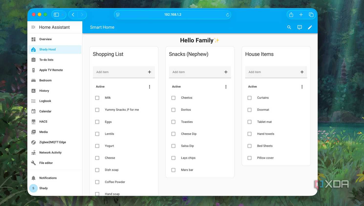 Different Shopping Lists in Home Assistant