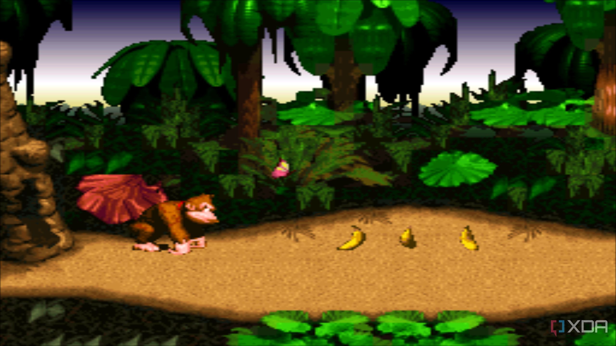 A screenshot from the 1994 SNES game Donkey Kong Country.