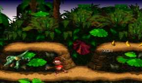 A screenshot from the 1994 SNES game Donkey Kong Country.