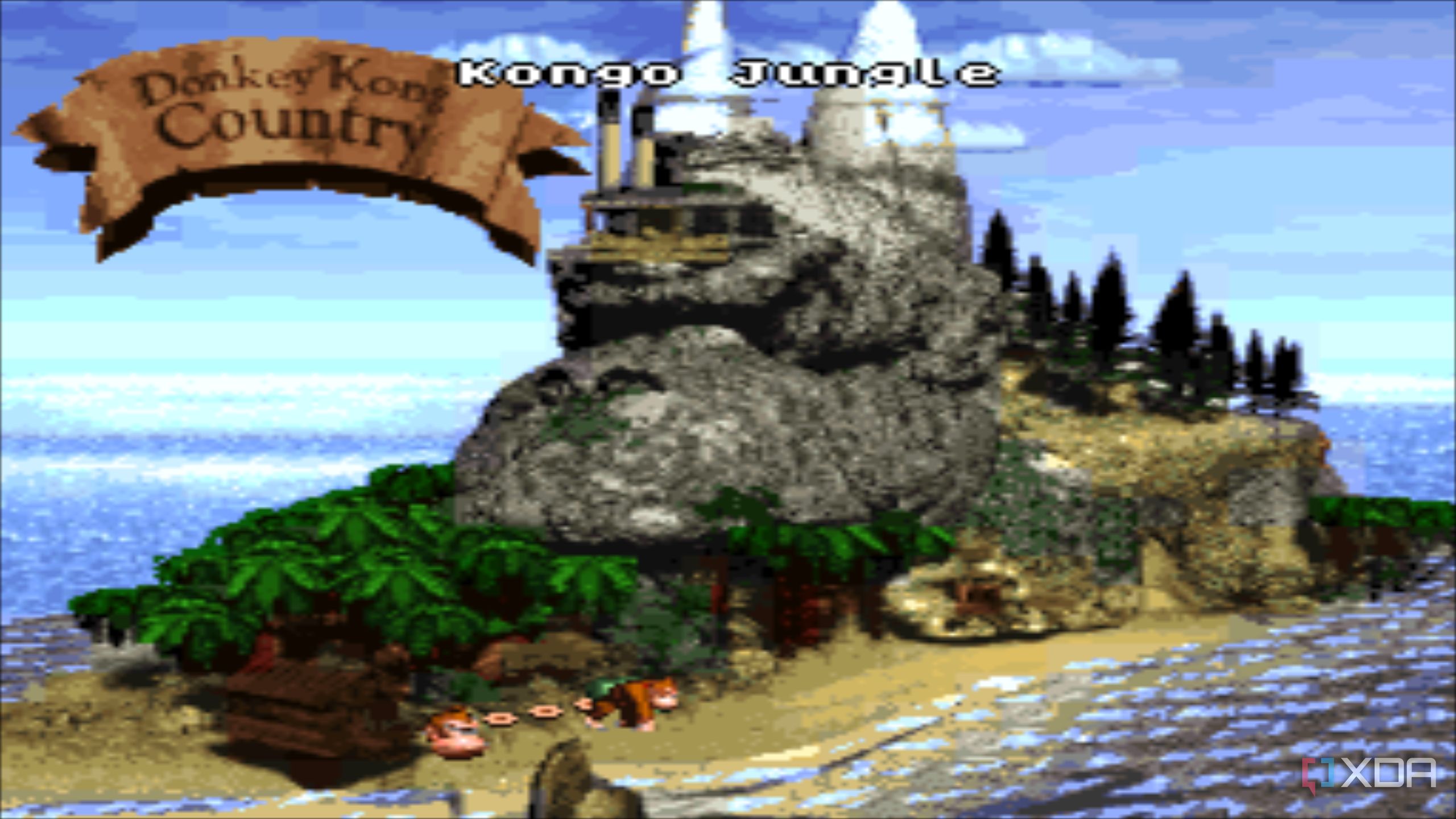 A screenshot from the 1994 SNES game Donkey Kong Country.