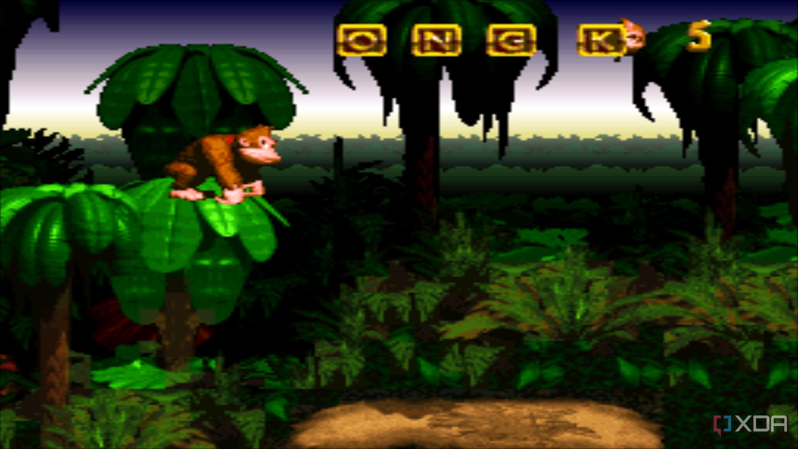 A screenshot from the 1994 SNES game Donkey Kong Country.