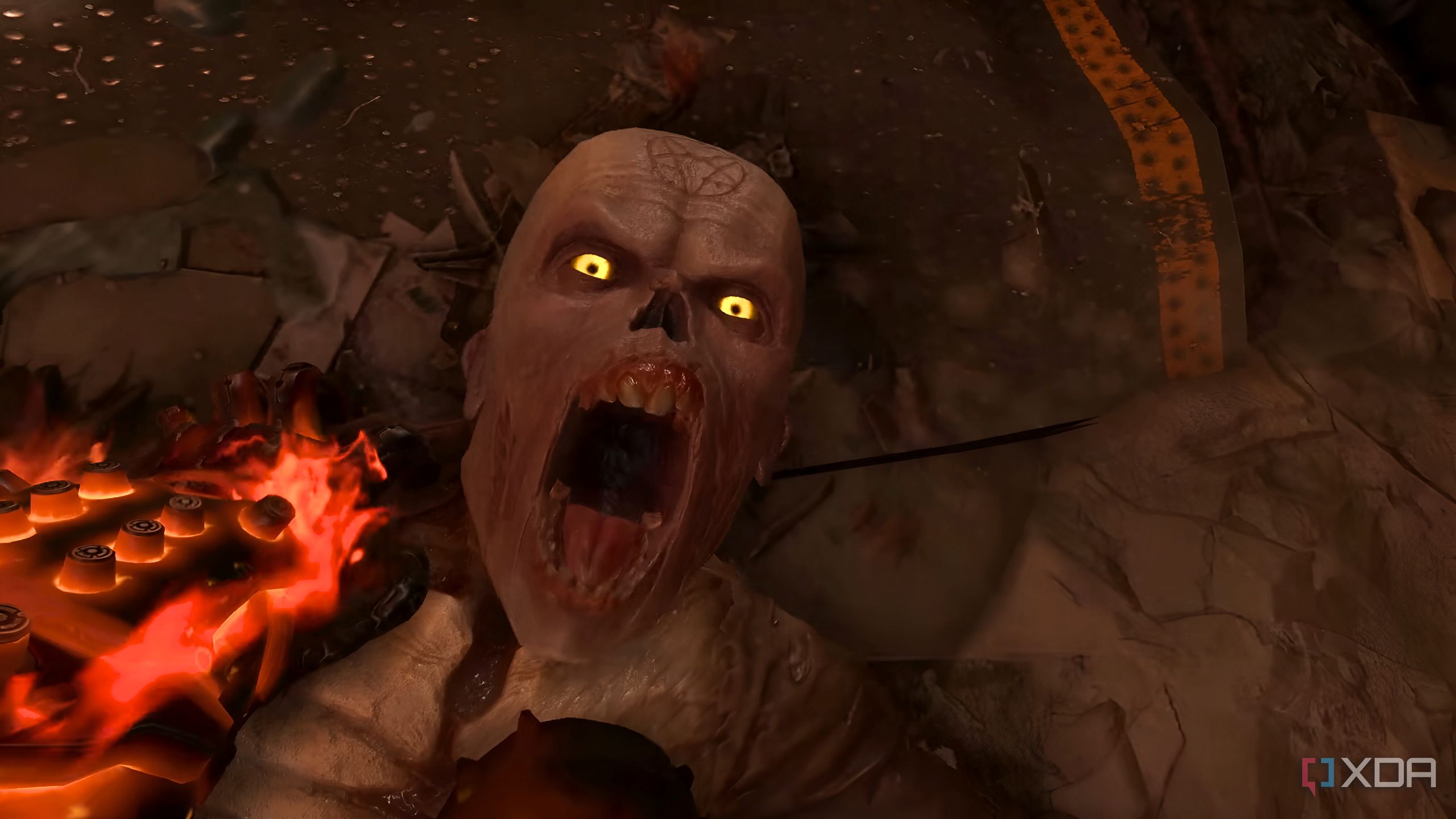 Glory kill on a zombie in Doom Eternal.