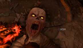 Glory kill on a zombie in Doom Eternal.