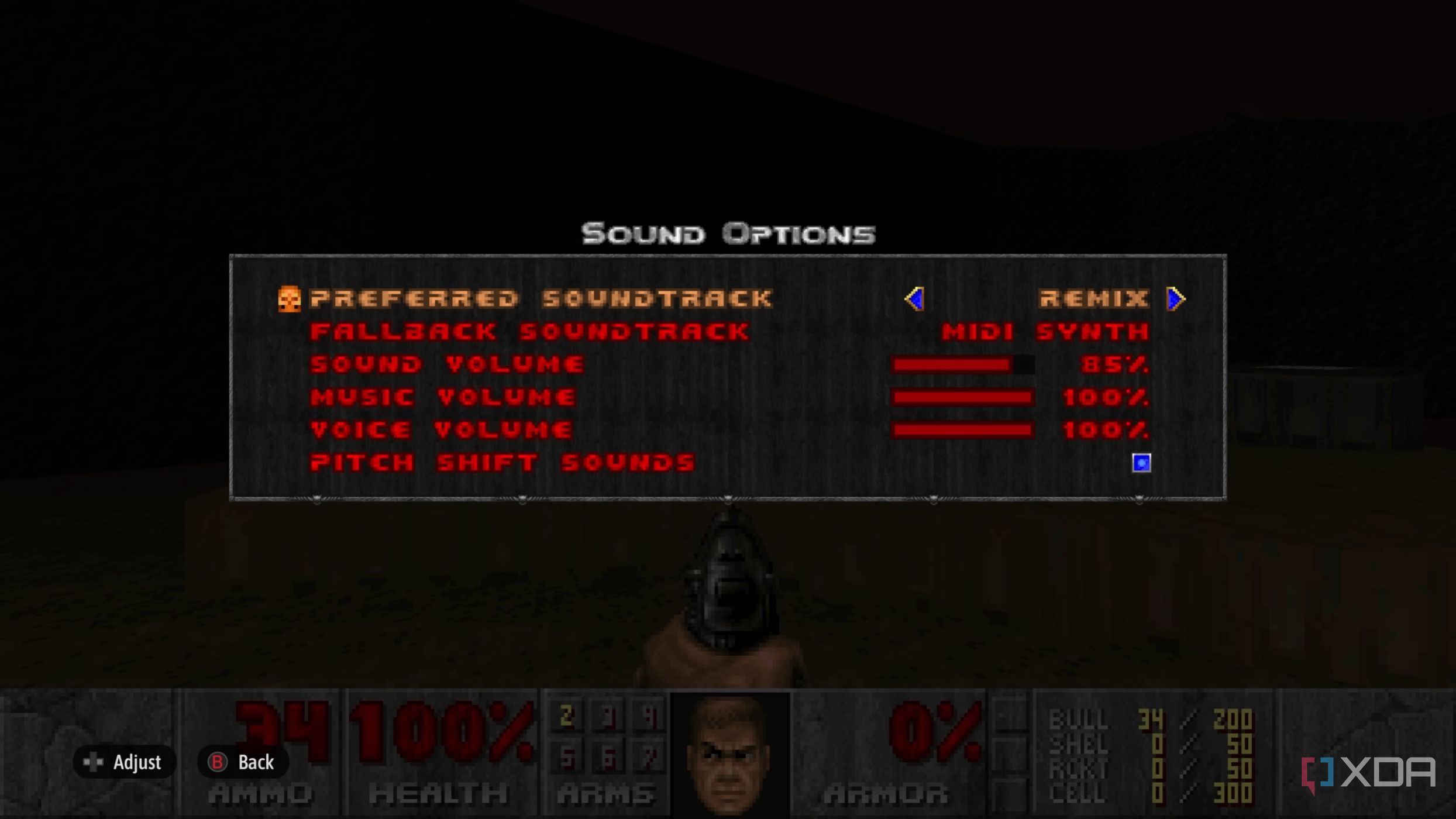 A screenshot from the modern Unity remaster of Doom.