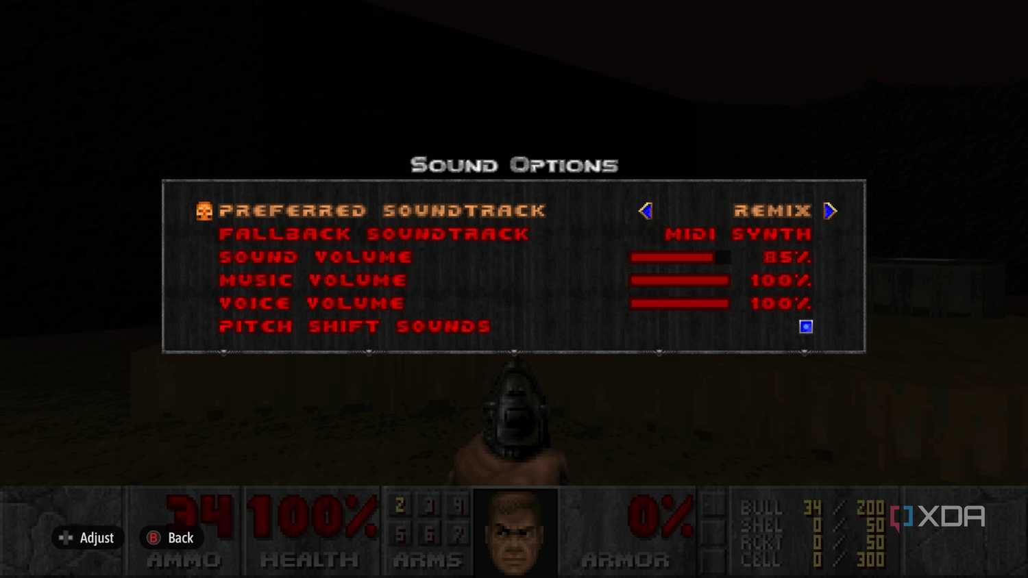 A screenshot from the modern Unity remaster of Doom.
