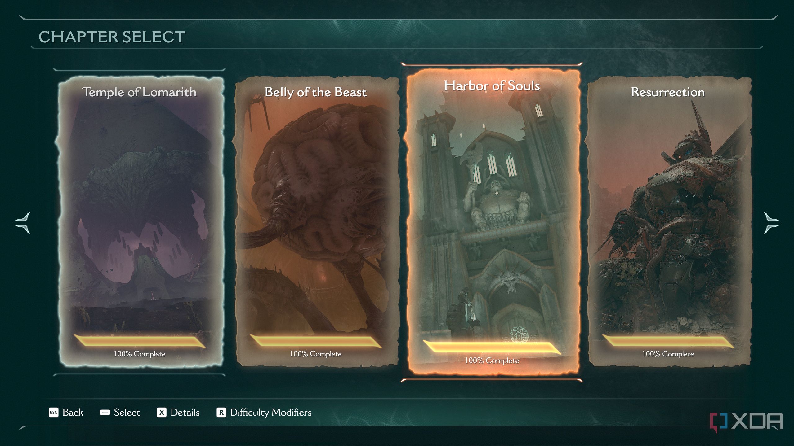 The level select screen in Doom: The Dark Ages.
