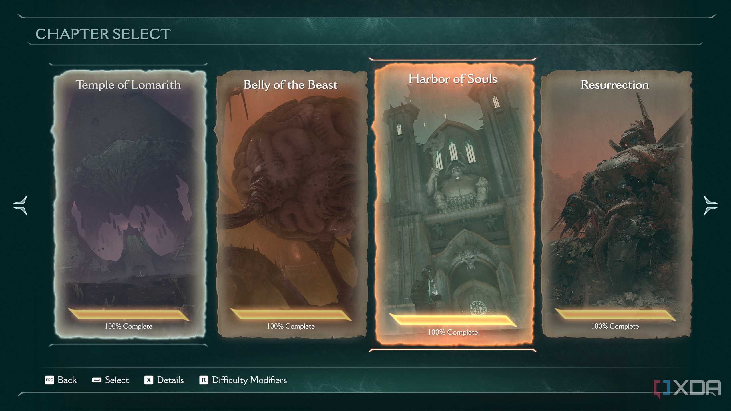 The level select screen in Doom: The Dark Ages.